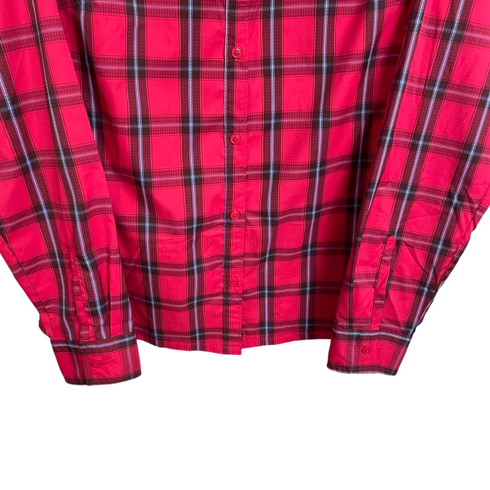 Columbia Omni-Shade Long Sleeve Plaid Shirt XL Red Zip Pocket Vented Back - Picture 3 of 11